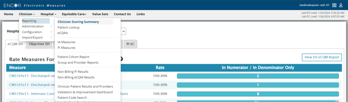 Reporting - Clinician Scoring Summary