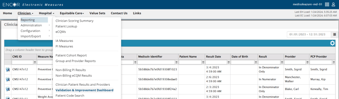 Reporting - Validation & Improvement Dashboard