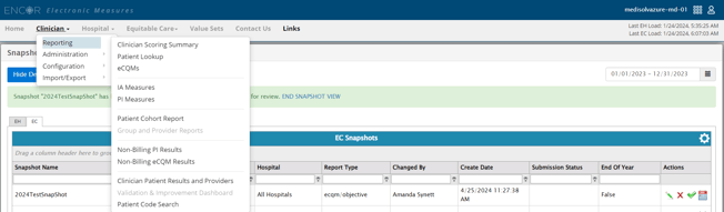 SnapShot - available reporting options