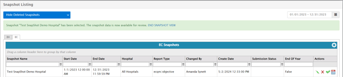 SnapShot Listing - End View